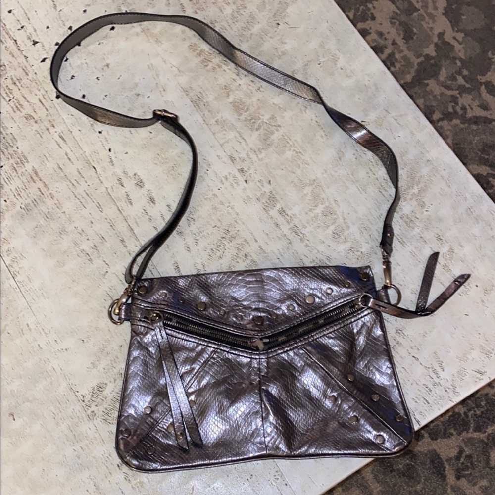 Gunmetal colored crossbody bag from Nine West